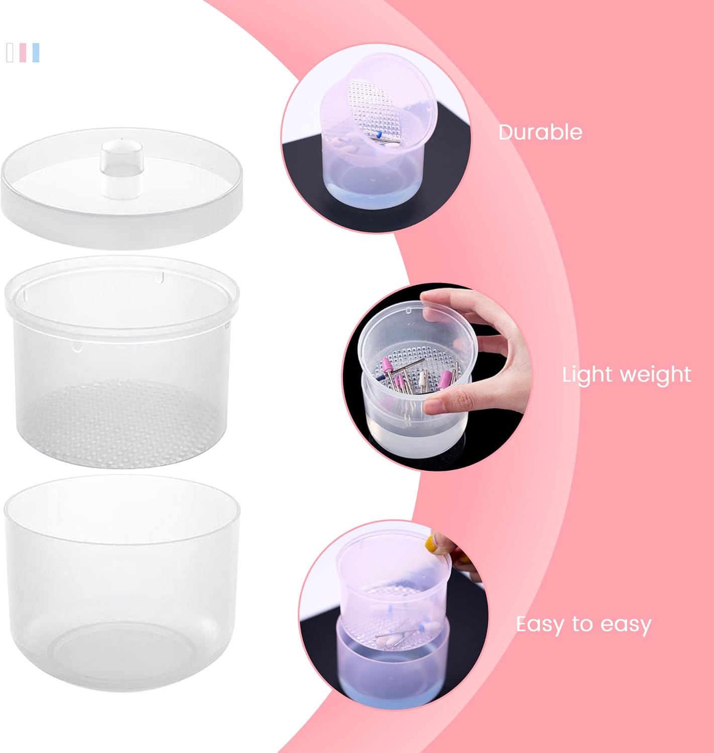 Nail Soaking Tray Box Cleaner Pot for Scissors Tweezers Nail Art Tools Manicure Soaking Tray Clean Box Nail Drill Bits Clean Box -Clear