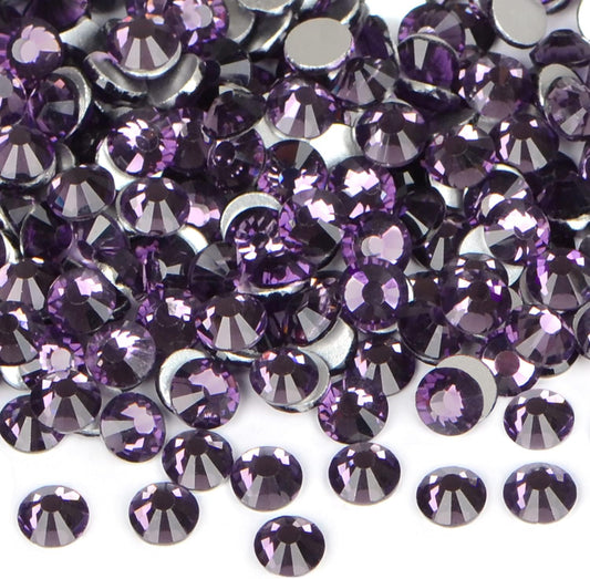 2880PCS Art Nail Rhinestones Non Hotfix Glue Fix Round Crystals Glass Flatback for DIY Jewelry Making with one Picking Pen (ss10 2880pcs, Tazanite)