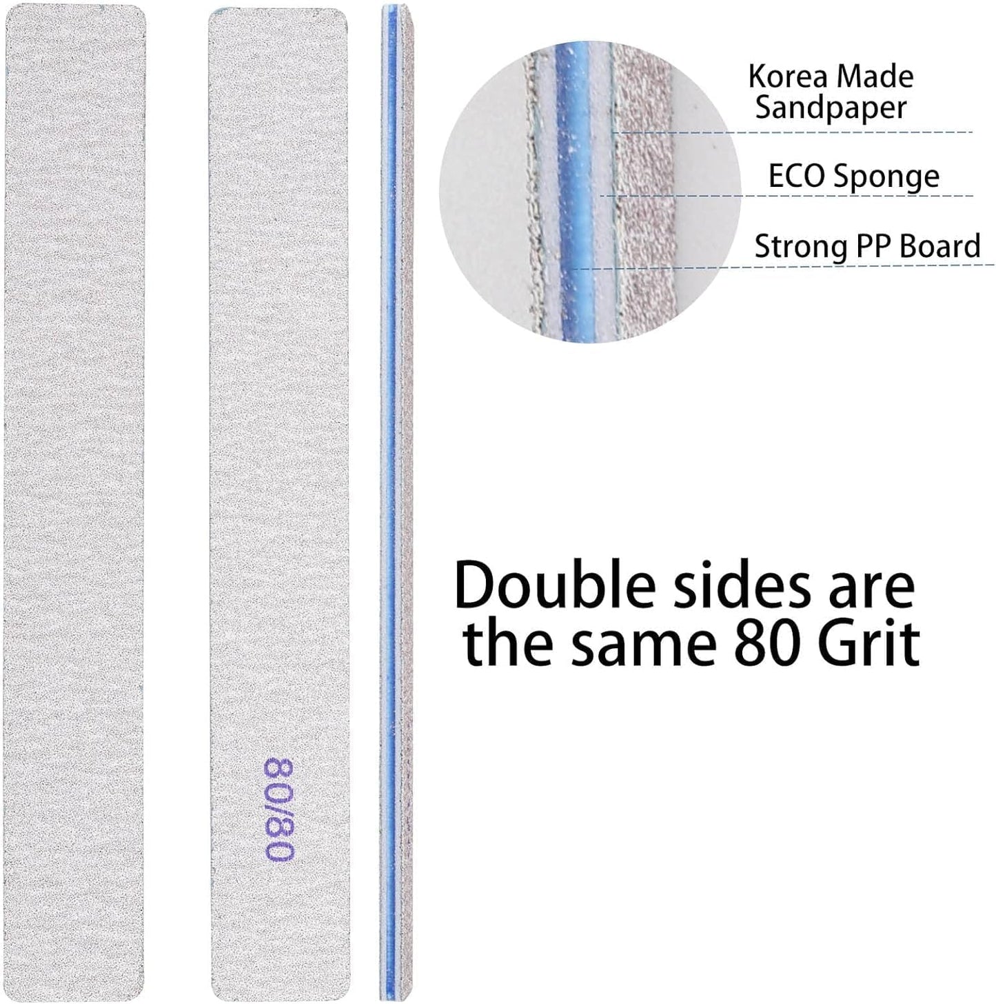 56Pcs Nail Files Set, 80/80 Grit Nail Files Acrylic Nails Emery Boards File Professional Nail Art Tools for Home,Salon,Strong,Double Sided