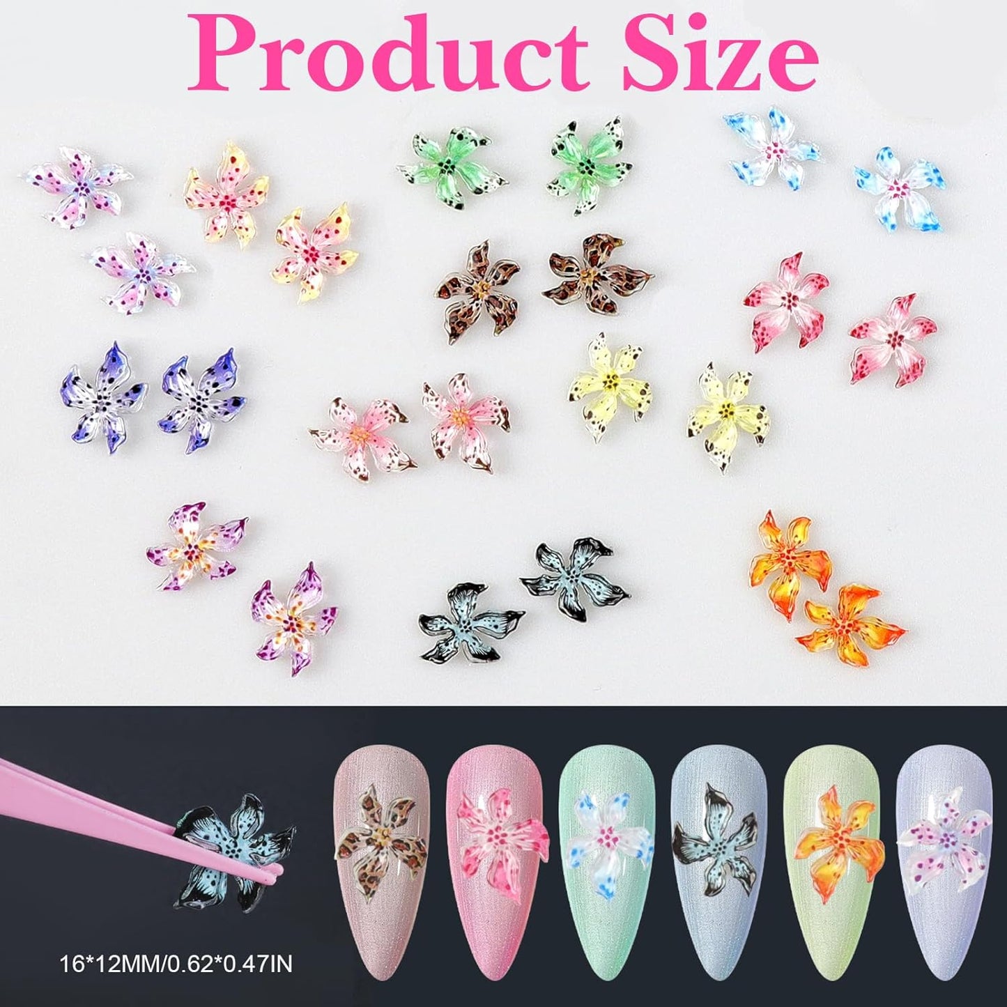 180 PCS Flower Nail Art Charms 3D Hawaii Flower Nail Charms Spring Summer Floral Nail Charm for Nails Design Kit Resin Accessories for Women DIY Manicure Decorations Supplies