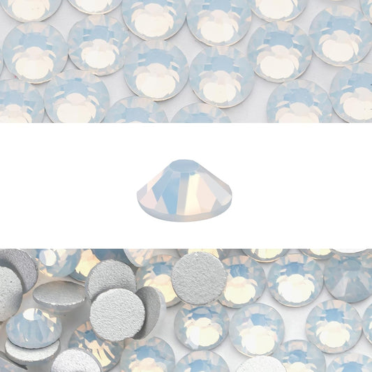 Novani 576 Pieces Flatback Rhinestones Glass Round Gems White Opal Crystals for Nail Art DIY Crafts Clothes Shoes,SS30,6.4-6.6mm