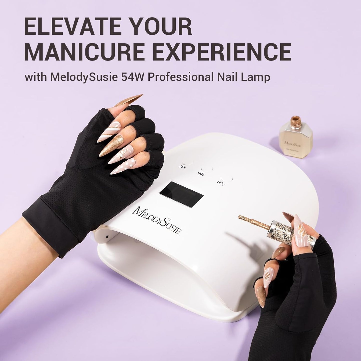 MelodySusie Professional UV LED Nail Lamp, P-Plus30I High Efficient Nail Dryer with 3 Timers & Detachable Base Cures All Hard Gels, Especially Rhinestone Glue, Solid & Liner Gel Polishes