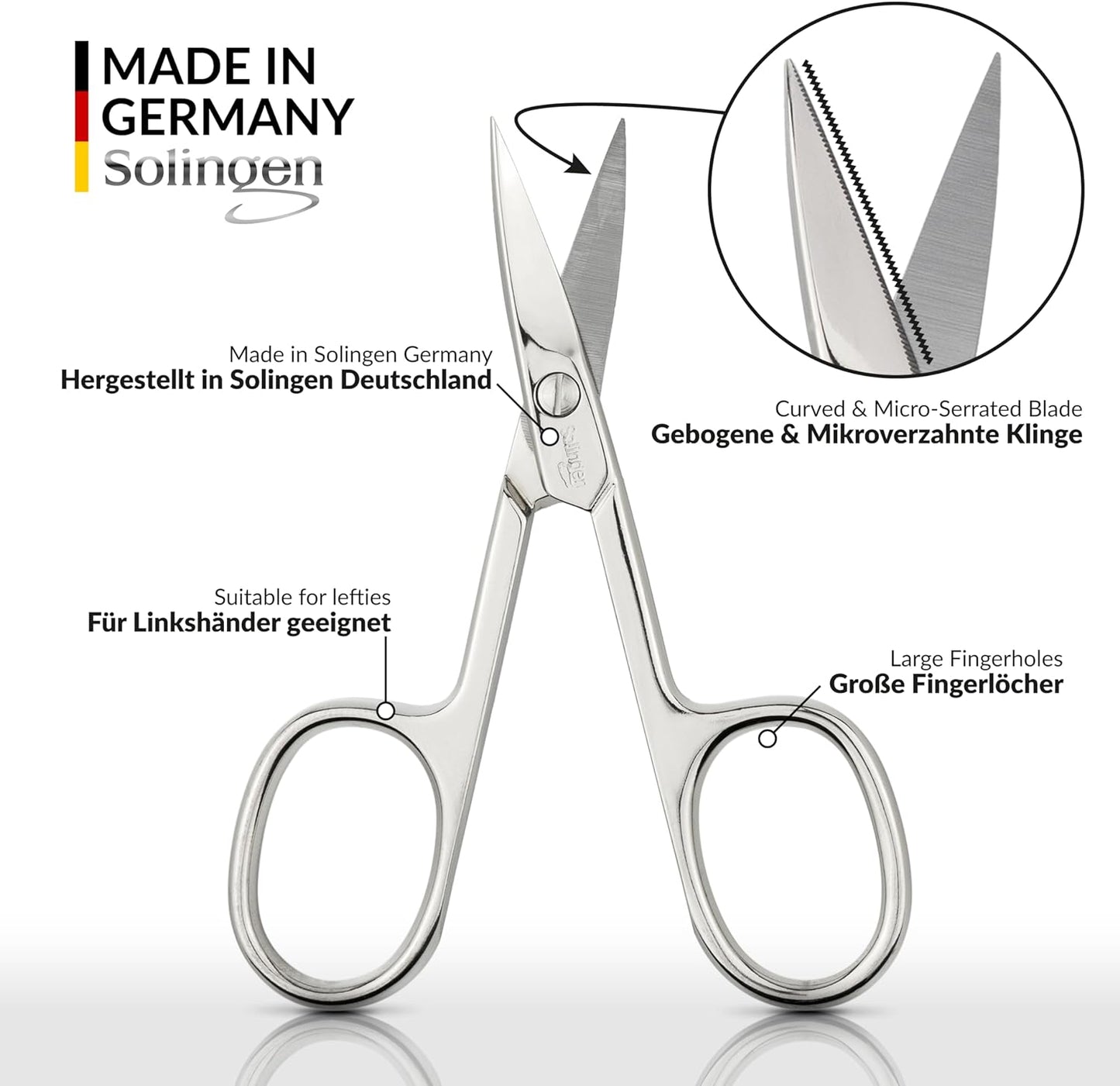 marQus Anti-Slip Curved Manicure Scissors - Precision German Steel - Micro-Serrated Blades to Prevent Slipping - Includes Premium Storage Case