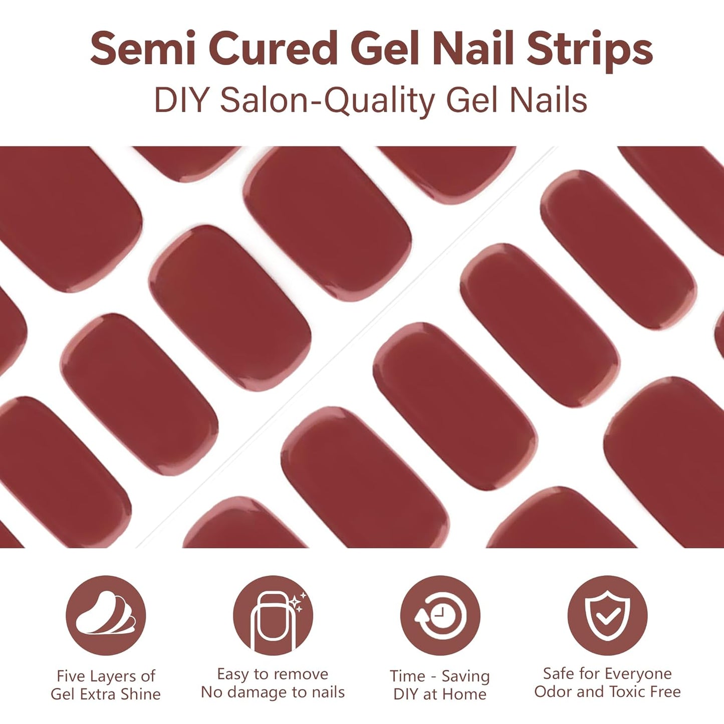 Semi Cured Gel Nail Art Wraps-Easy Grip Semi-Gel Stickers Starter Kit,18 Size Nail Strips Salon-Quality,Long Lasting,Easy On & Off Works with Any UV/LED Lamps(Cream Rose)