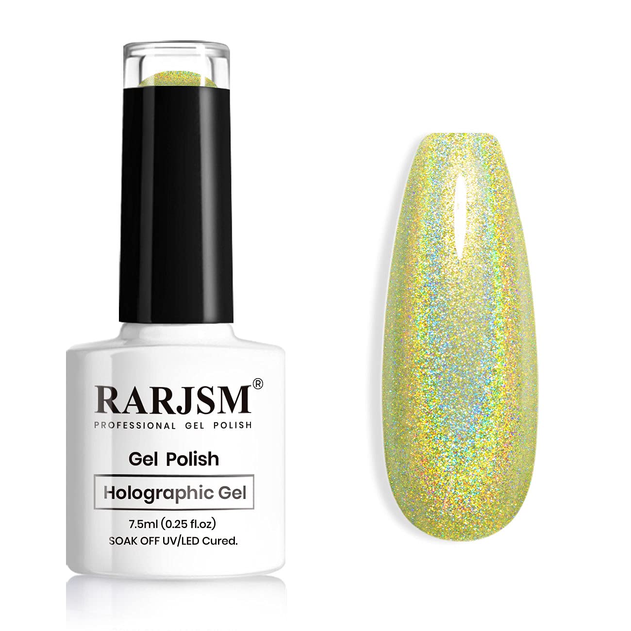 RARJSM Holographic Nail Polish Light Green Gel Polish Unicorn Effect Nail Gel 7.5ML Curing Required Nail Art Colors Home Manicure