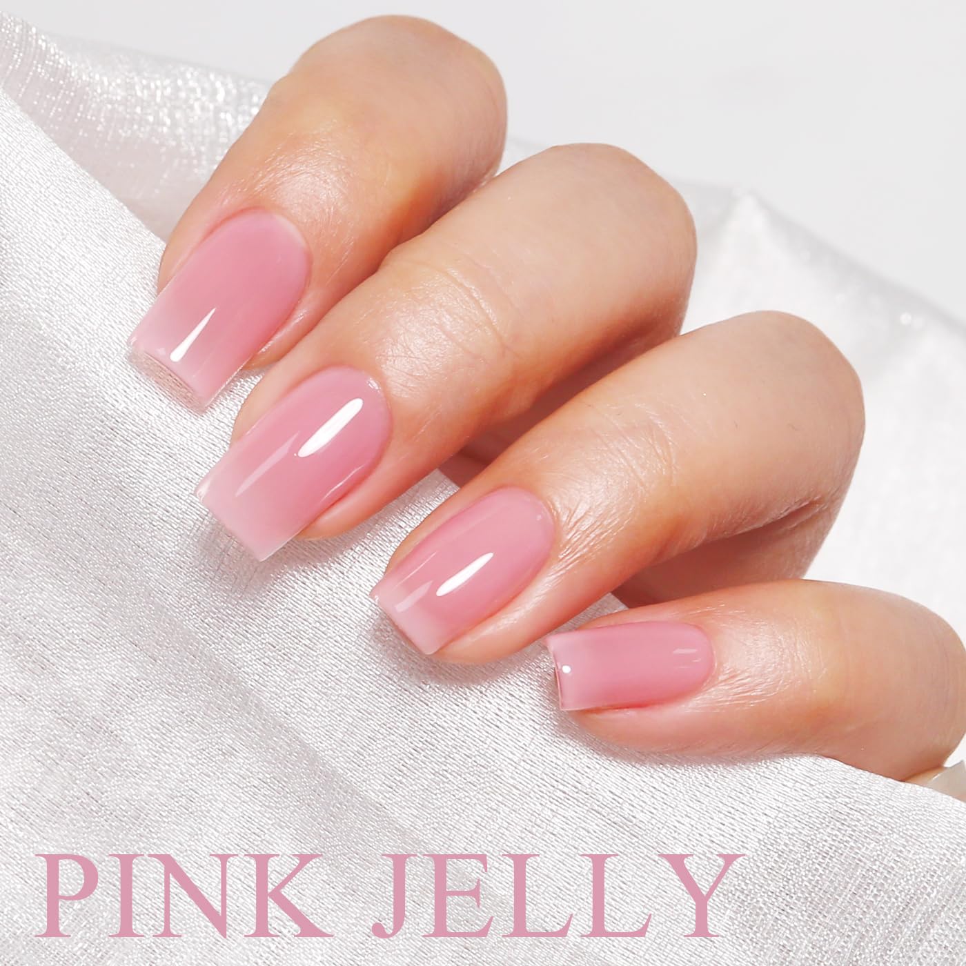 Imtiti Jelly Gel Nail Polish, Pink Sheer Jelly Gel Polish Spring Summer Translucent Art Manicure Salon DIY Design 10ML