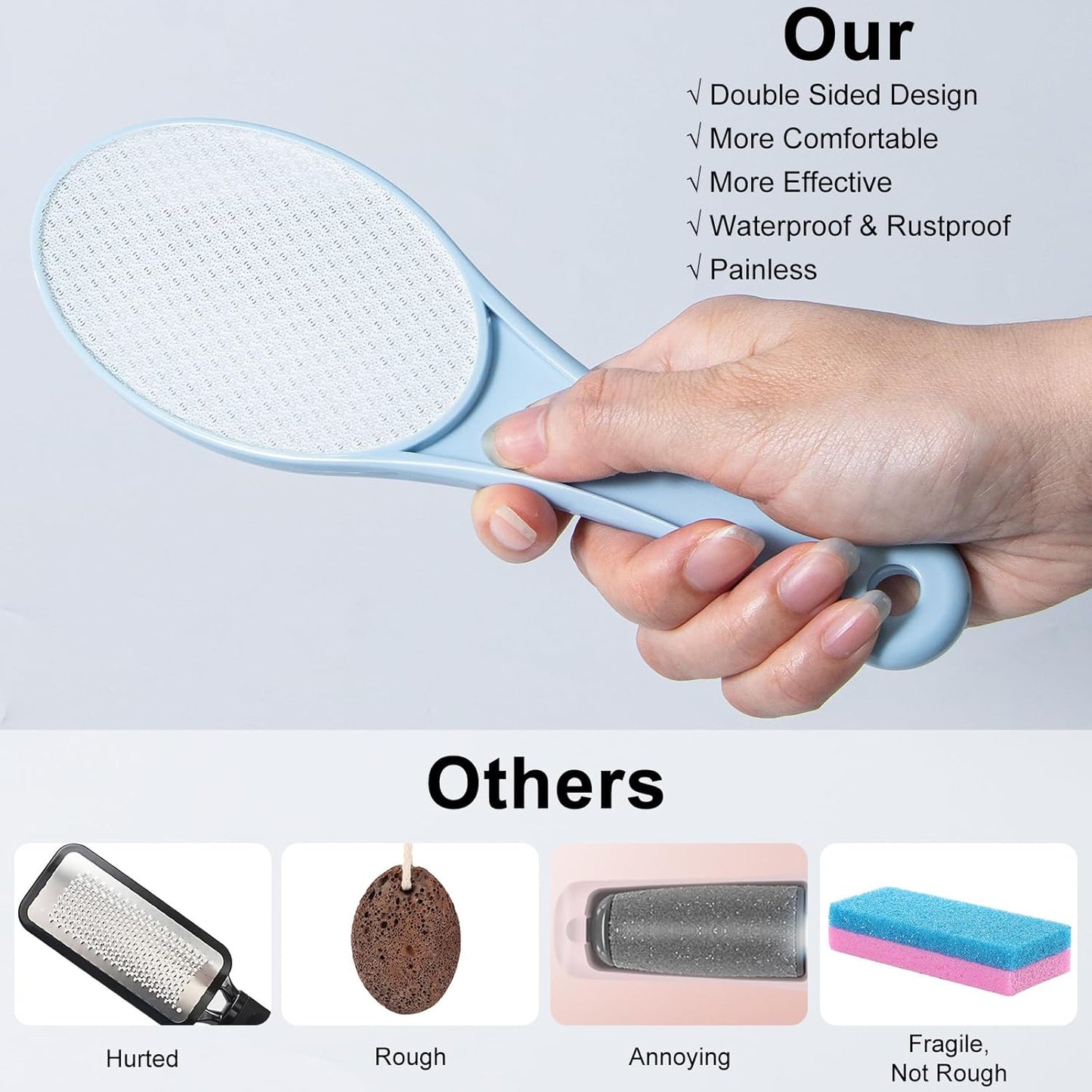 Nano Glass Foot File Callus Remover, 2 Pcs Hard and Dead Skin Remover for Feet, Double Sided Foot Scrubber Hygienic Pedicure Tool, Hair Eraser for Softer & Smoother Feet Hands, Green Blue Random Glass