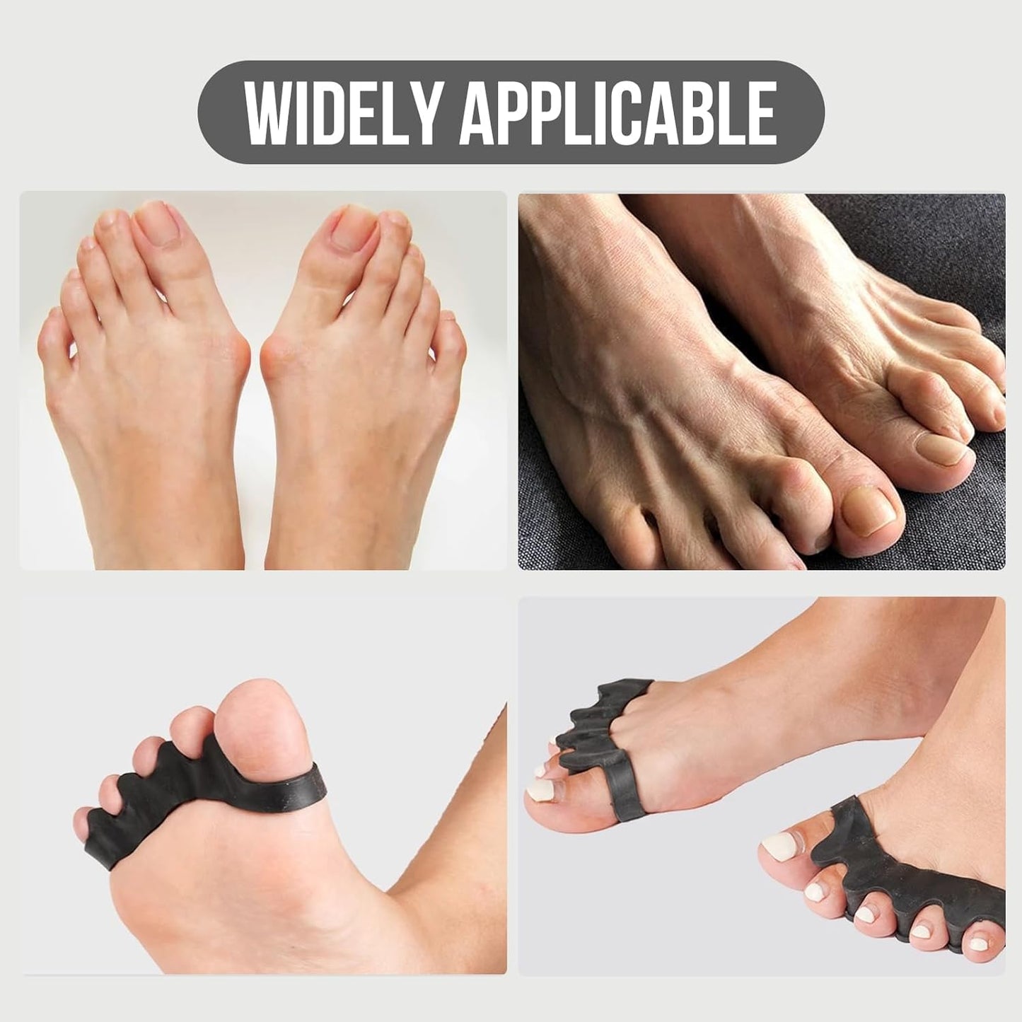 Toe Spacers - 2 Pcs Bunion Corrector, Toe Separators for Men & Women, Yoga Toes for Plantar Fasciitis, Hammer Toe Straightener, Foot Pain Relief