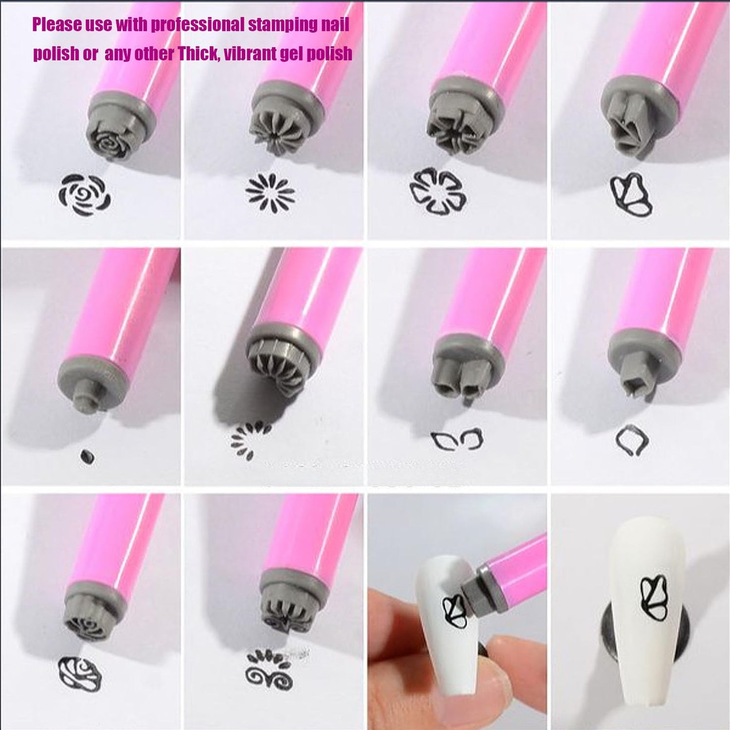 WOKOTO 10Pcs Nail Art Stamp Pen Set Flower Butterfly Nail Stamper Pen Nail Art Transfer Pen Design Tools Nail Stamping Pens Kit Nail Art Tool With Different Patterns Nail Art Tools For Women