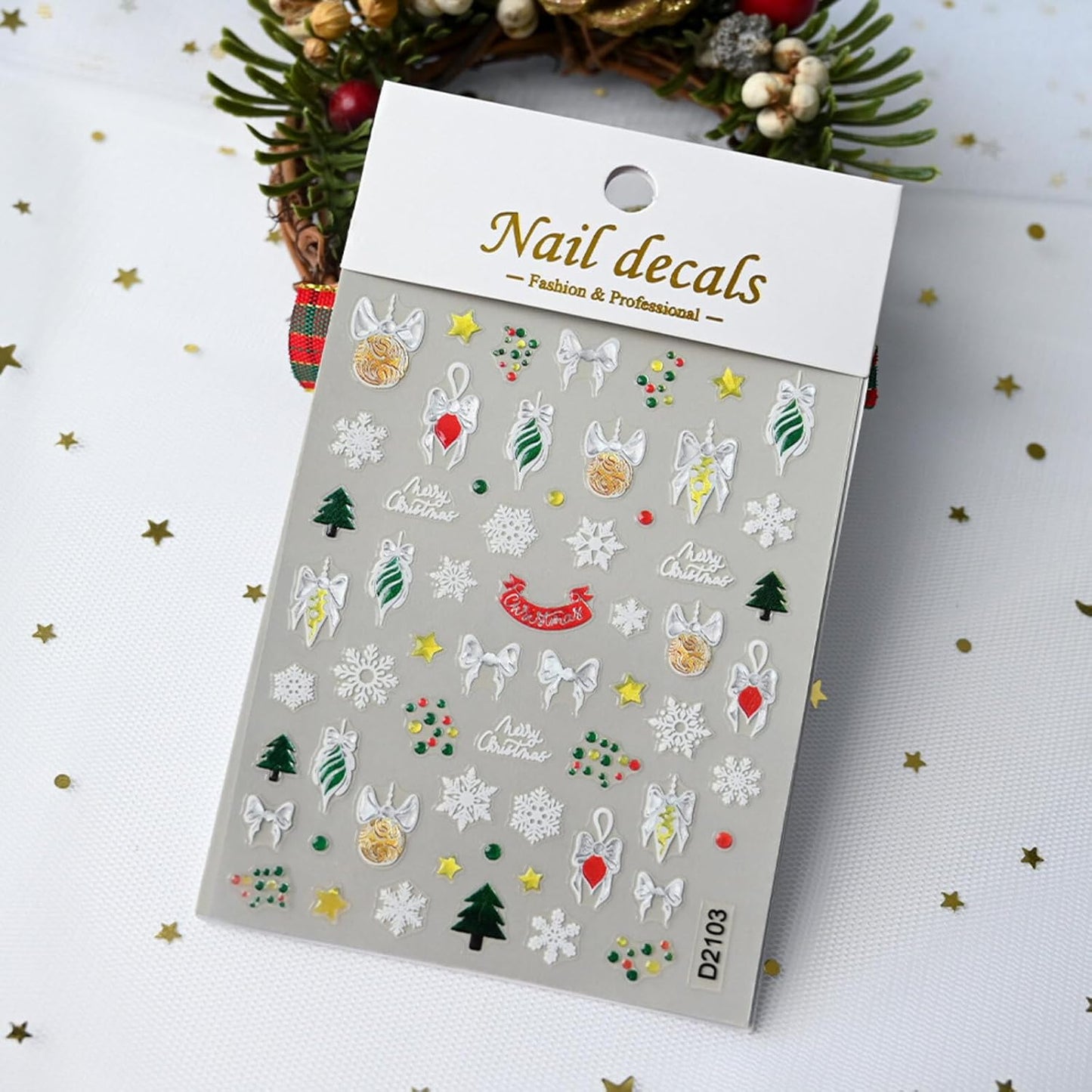 Christmas Nail Stickers for Nail Art Snowflowers Christmas Tree Reindeer Nail Art Stickers 5D Embossed Winter Nail Decals 3D Self-Adhesive Nails Supply Manicure Sliders for Nails Decoration 6 Sheets