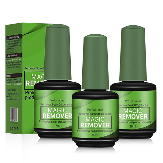 3PCS Gel Nail Polish Remover, 15ml Gel Remover for Nails Within 3-5 Minutes Quickly and Easily Soak off Polish Remover