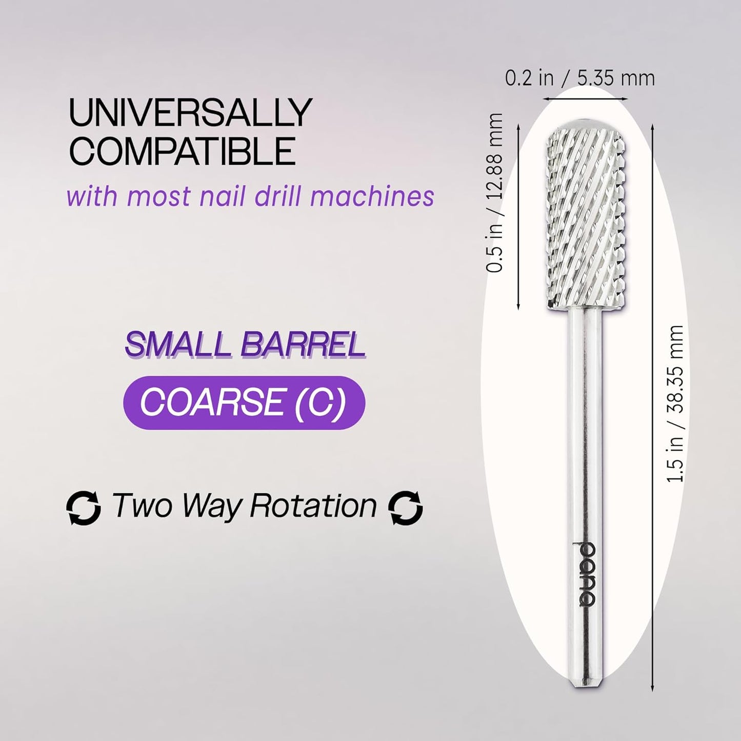 PANA 3/32" Small Smooth Round Top Safety Carbide Nail Drill Bit for Gel Polish & Acrylic Removal Nail Salon Manicure Pedicure Electric File Tools (Small Barrel - Silver, Coarse)