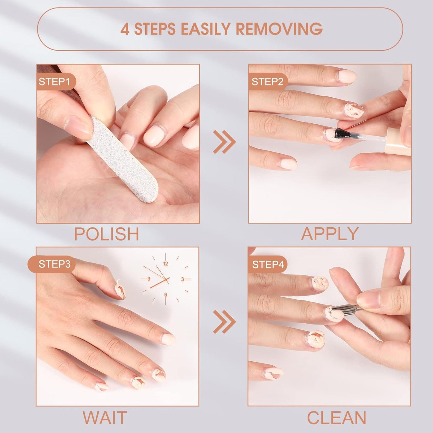 Acetone-Free Gel Nail Polish Remover 2 Pack 15ml – 3-5 Minute Soak Off for Gel Nails, No Soaking or Wrapping Needed, Home Use