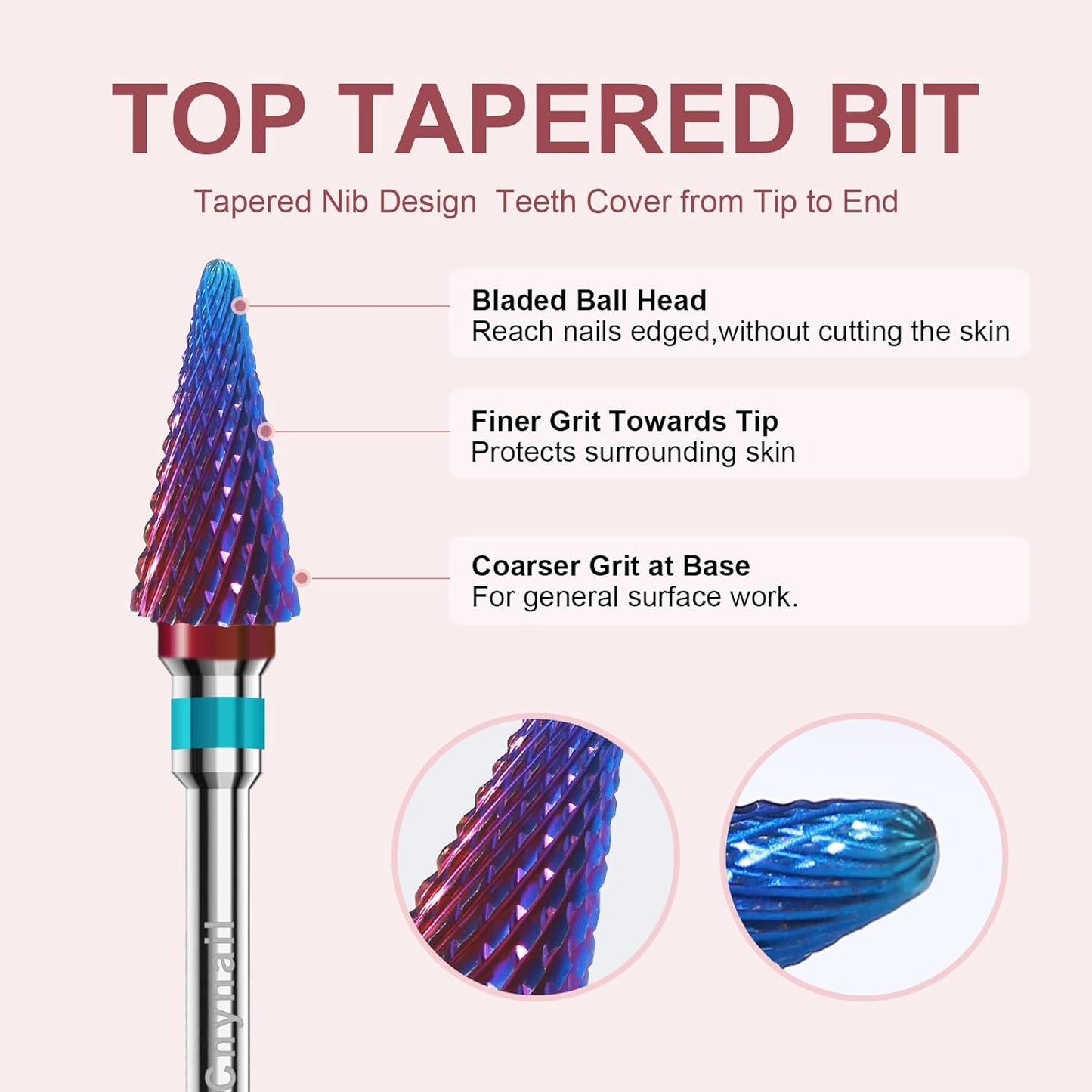 3/32" 2PCS Clean Umberllas Bits Medium Grit Carbide Cuticle Cleaner Bit for Electric Nail Drills – Professional Manicure Tool for Nail Salons and Home Use (M Grit. Purple)