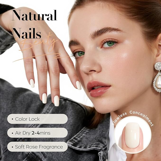 AZUREBEAUTY Warm White Nail Polish, Natural Quick Dry Nail Strengthening Glossy Finish for DIY Manicure & Nail Art, Salon Quality