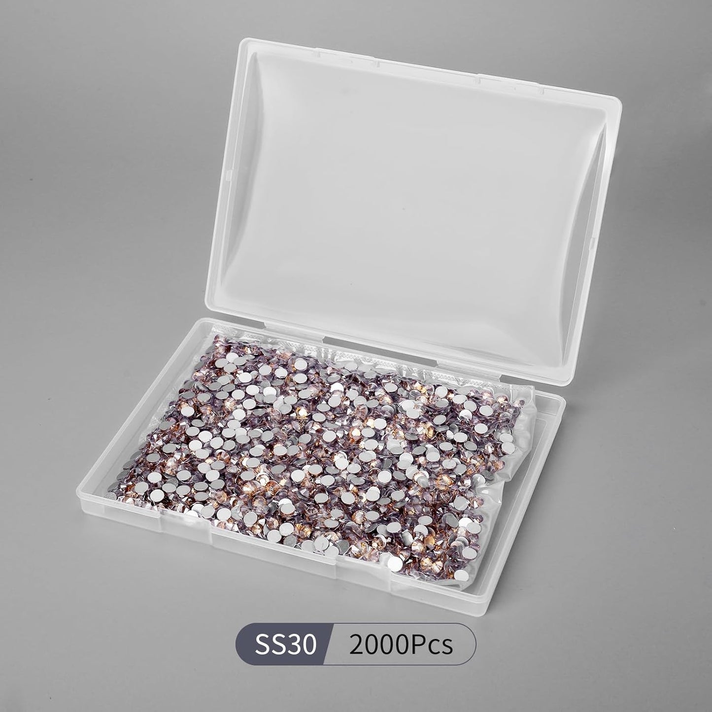 2000PCS Golden Shadow Rhinestones Bulk, Flat Back Crystal Glass Stone Round Gems,SS30, 6.4-6.6mm