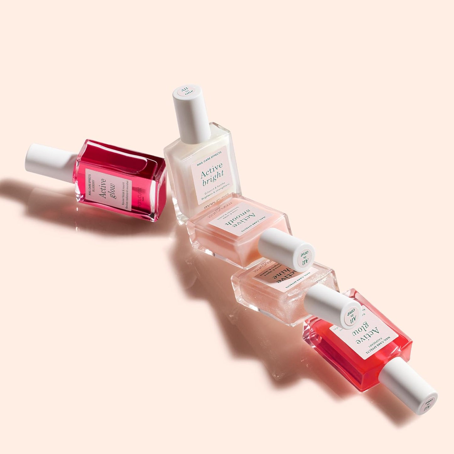 Manucurist Rainbow Active™ Full Range 5-Pack Gift Box - Nail Care & Polish Set - No Lamp - 5 Treatment Nail Polish : Glow Raspberry, Glow Blueberry, Shine, Smooth, Bright - Christmas Gifts for Women