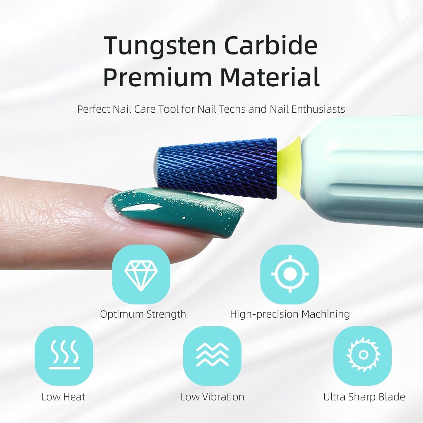 Safety Tapered Nail Drill Bits, XF Blue Nano Smooth Top Barrel Nail Bit, 3/32 Two-way Carbide Drill Bits for Nails, Electric Drills Files Accessories Removal Manicure Base Coat