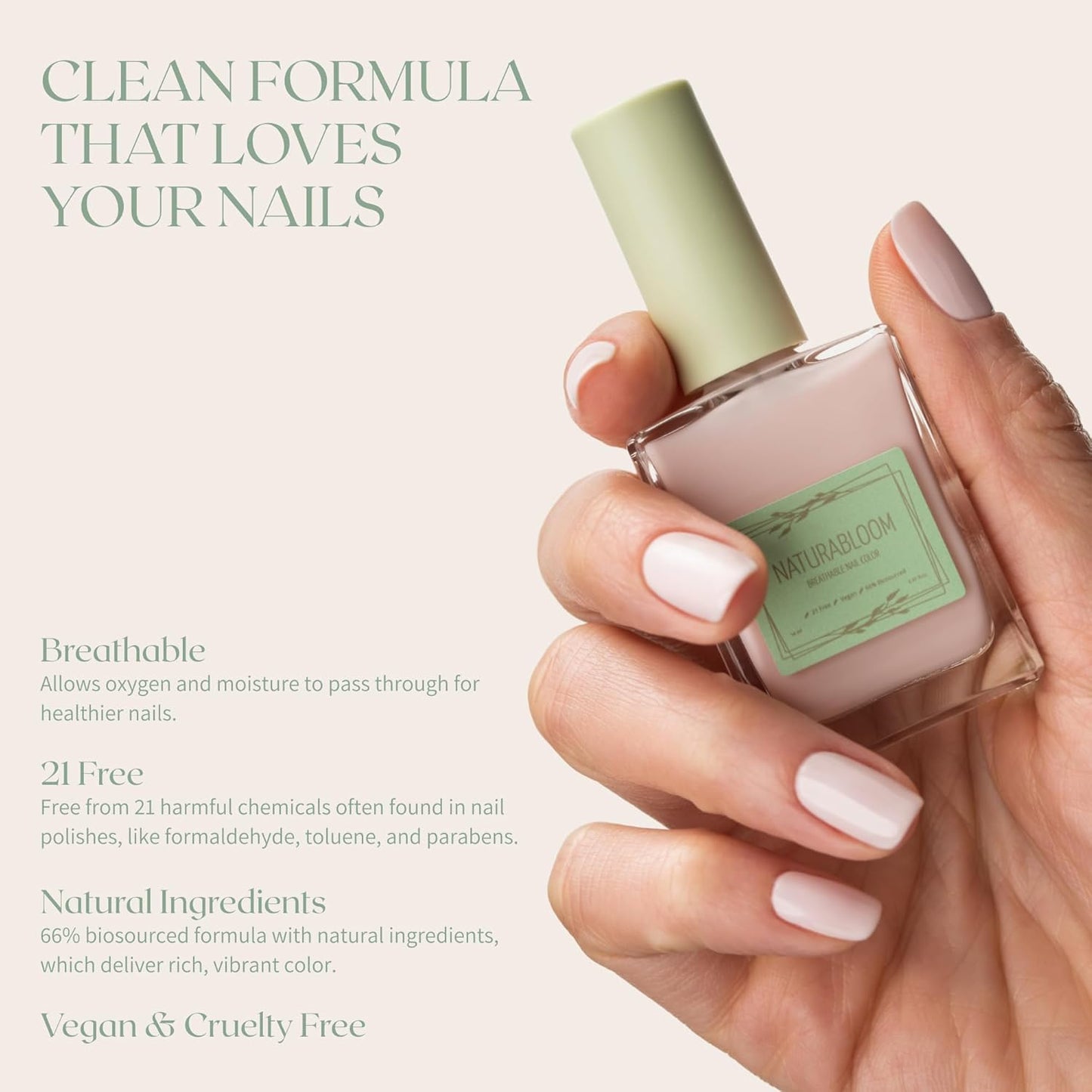Breathable Premium Long Lasting Nail Polish (Sakura Flower) - Vegan & Toxin-Free