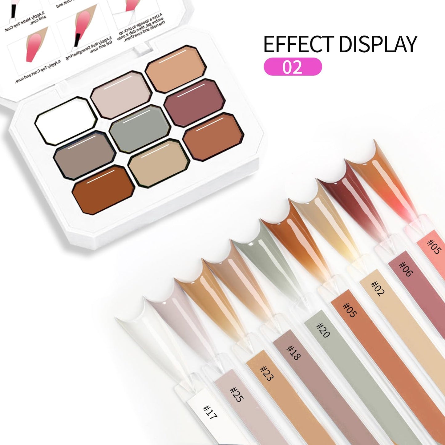 Ombre Gel Nail Polish Nail Sponges for Ombre 9 Series Colorful Blush Effect Gradient Painting Gel for Ombre Nails Multistyle French Manicure Nail Art DIY Home (A2)