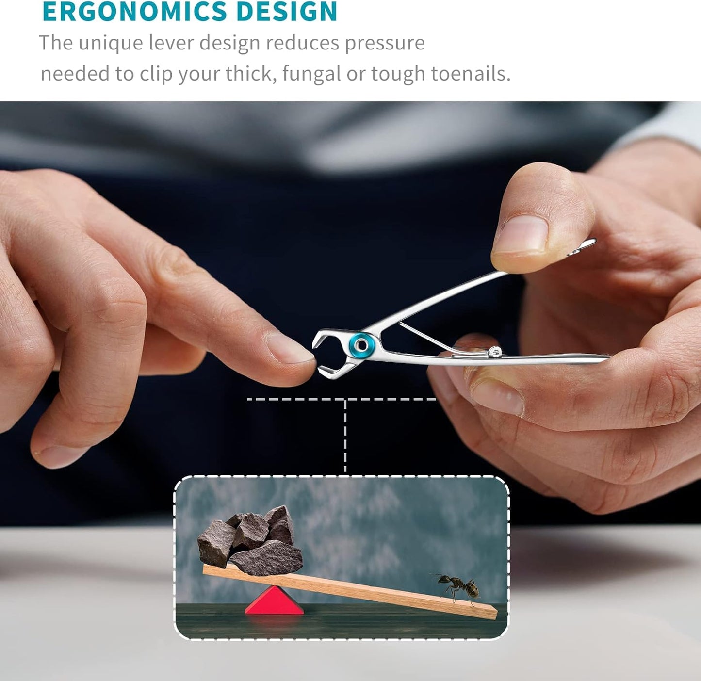 SZQHT Extra Wide Jaw Opening Nail Clippers for Thick Nails Cutter for Ingrown Toenail Clippers & Fingernails Manicure Set,Pedicure Kit,Men & Women(Silver)