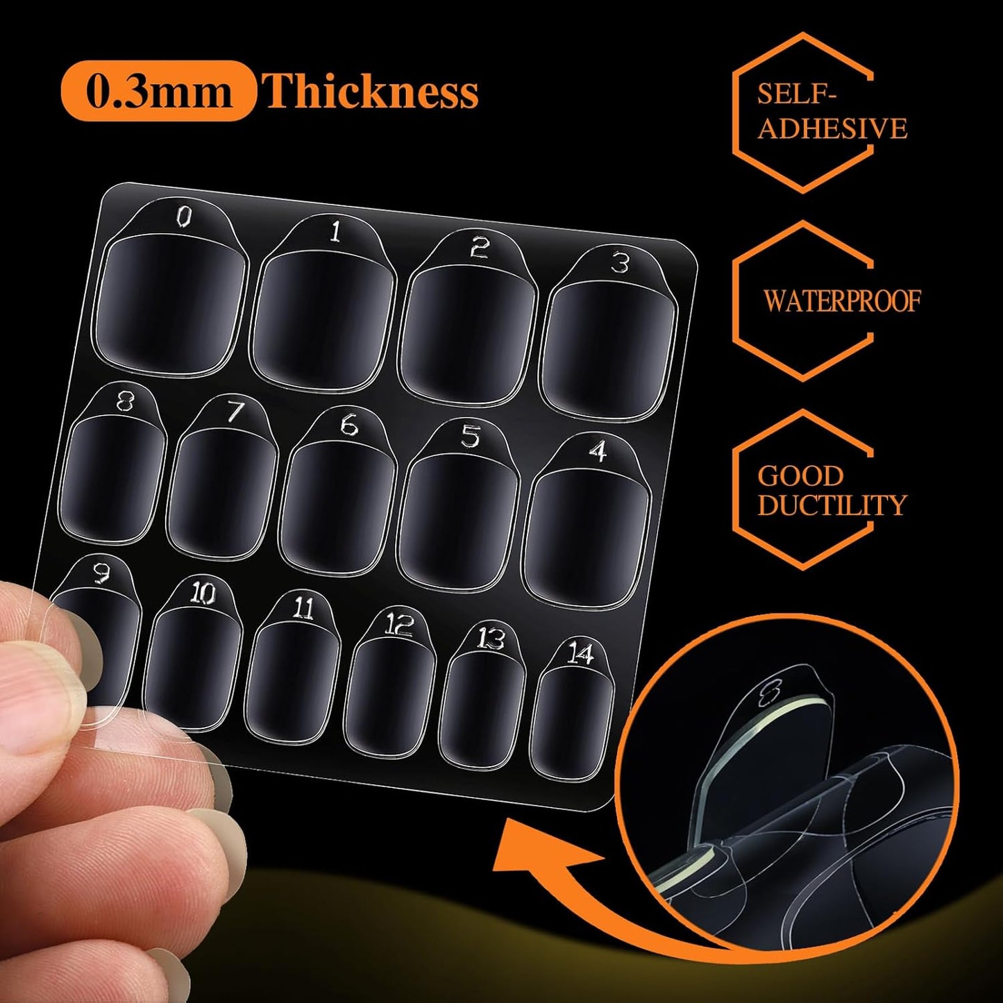 Teenitor 900pcs Nail Adhesive Tabs, 15 Sizes of Press on Nail Sticky Tabs, Nail Stickers for Press on Nails, Nail Tabs Nail Glue Stickers, 60 Sheets