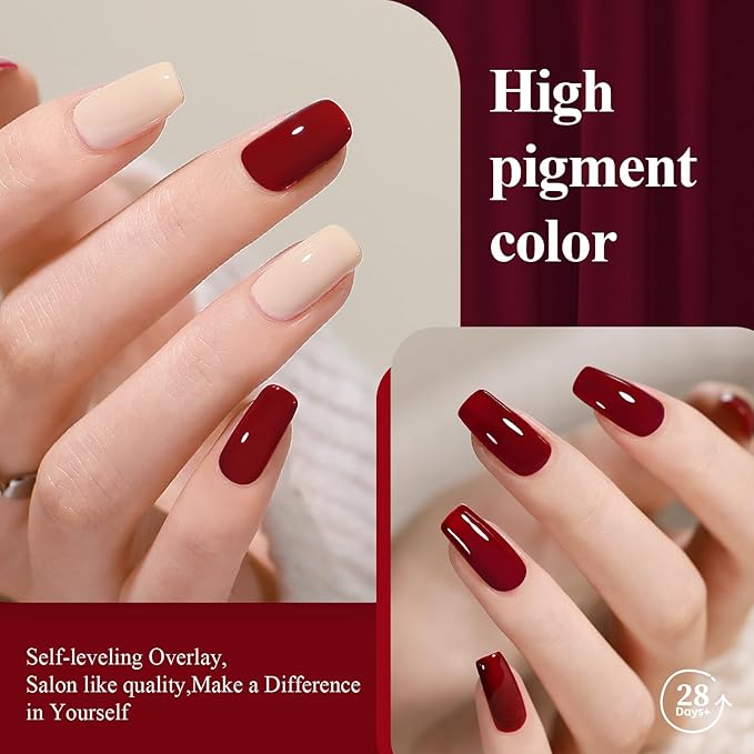 15ML Gel Nail Polish 1Pc Burgundy Red Gel Polish Soak Off UV LED Nail Polish Nail Art Starter Manicure Salon DIY at Home, 0.51 OZ