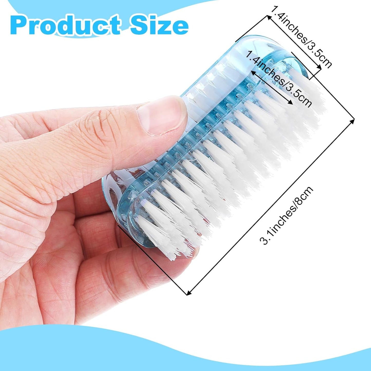 2PCS Two Sided Nail Brush, Soft and Stiff Bristles for Cleaning Under Nails and Fingernails, Durable Nylon PP Scrub Fingernail Brushes with Non Slip Grip, Nail Brushes Portable for Men Women