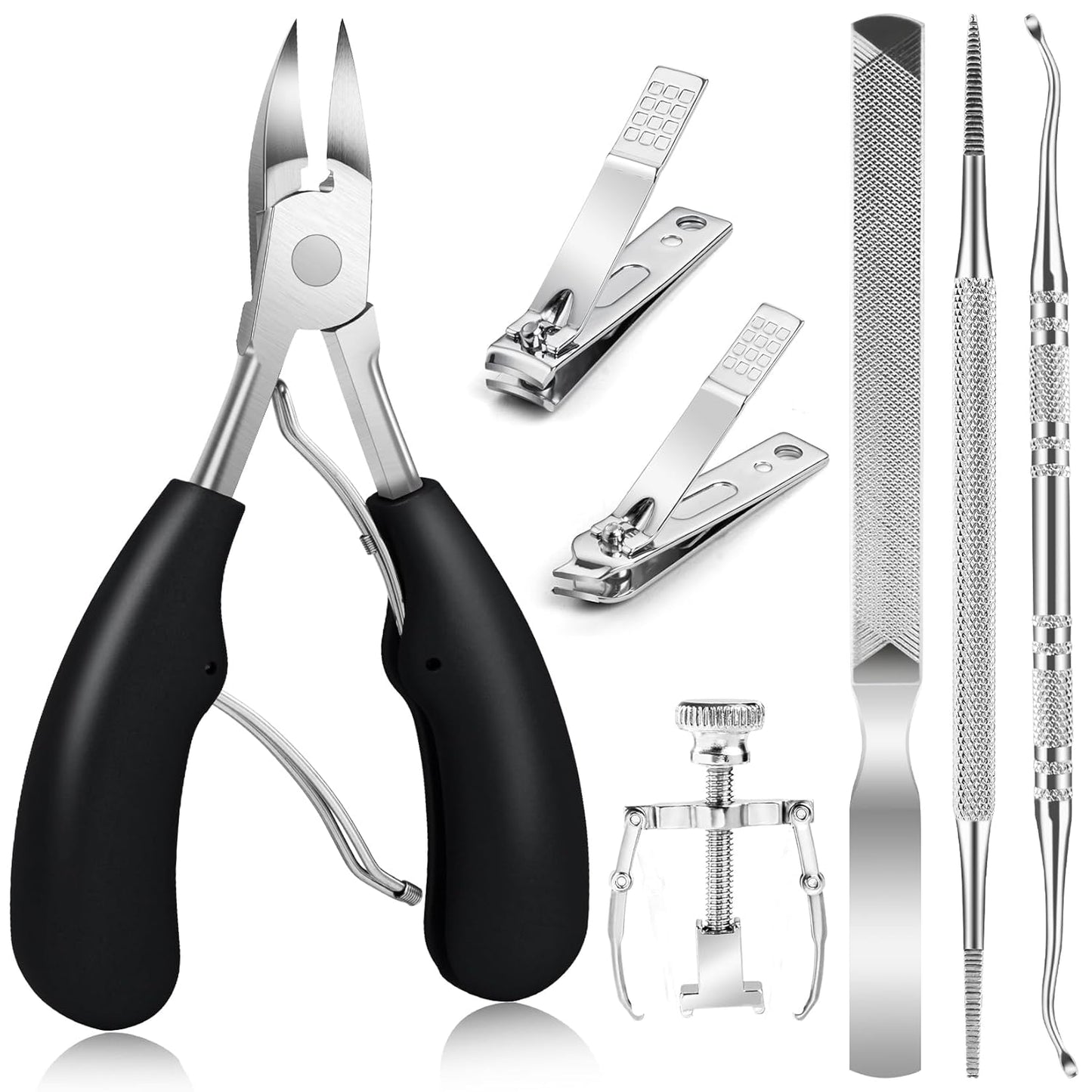 JTIEO Ingrown Toenail Tool 7PCS Upgraded Toenail Clippers Ingrown Toenail Treatment Pedicure Tools Professional Tool Set for Ingrown & Thick Nail Stainless Steel Ingrown Toenail Removal Kit