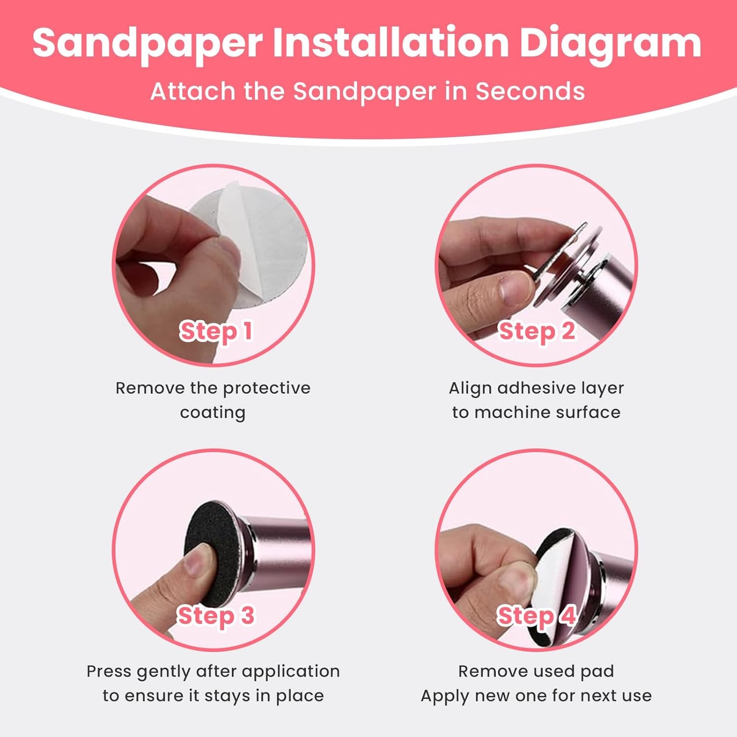 60 Pcs Sandpaper Set 1.7'' x 1.7'' for Electric Foot Callus Remover,Pedicure Disc,Sander Discs Replace Set