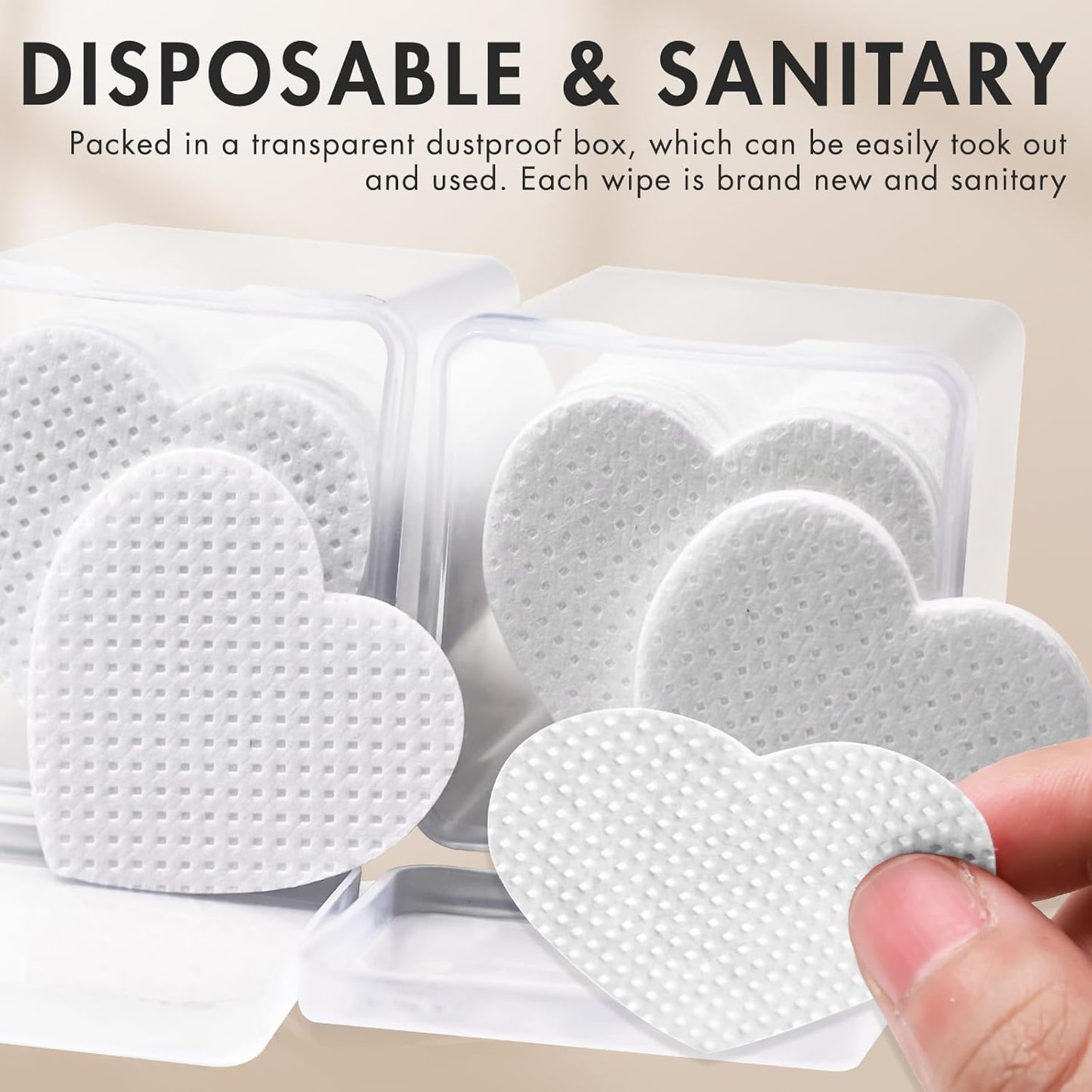 Eyelash Extension Glue Wipes 200 PCS Lint Free Nail Wipes Non-Woven Fabric Lash Glue Wipes Nail Polish Remover Wipes for Lash Extension Supplies (White)