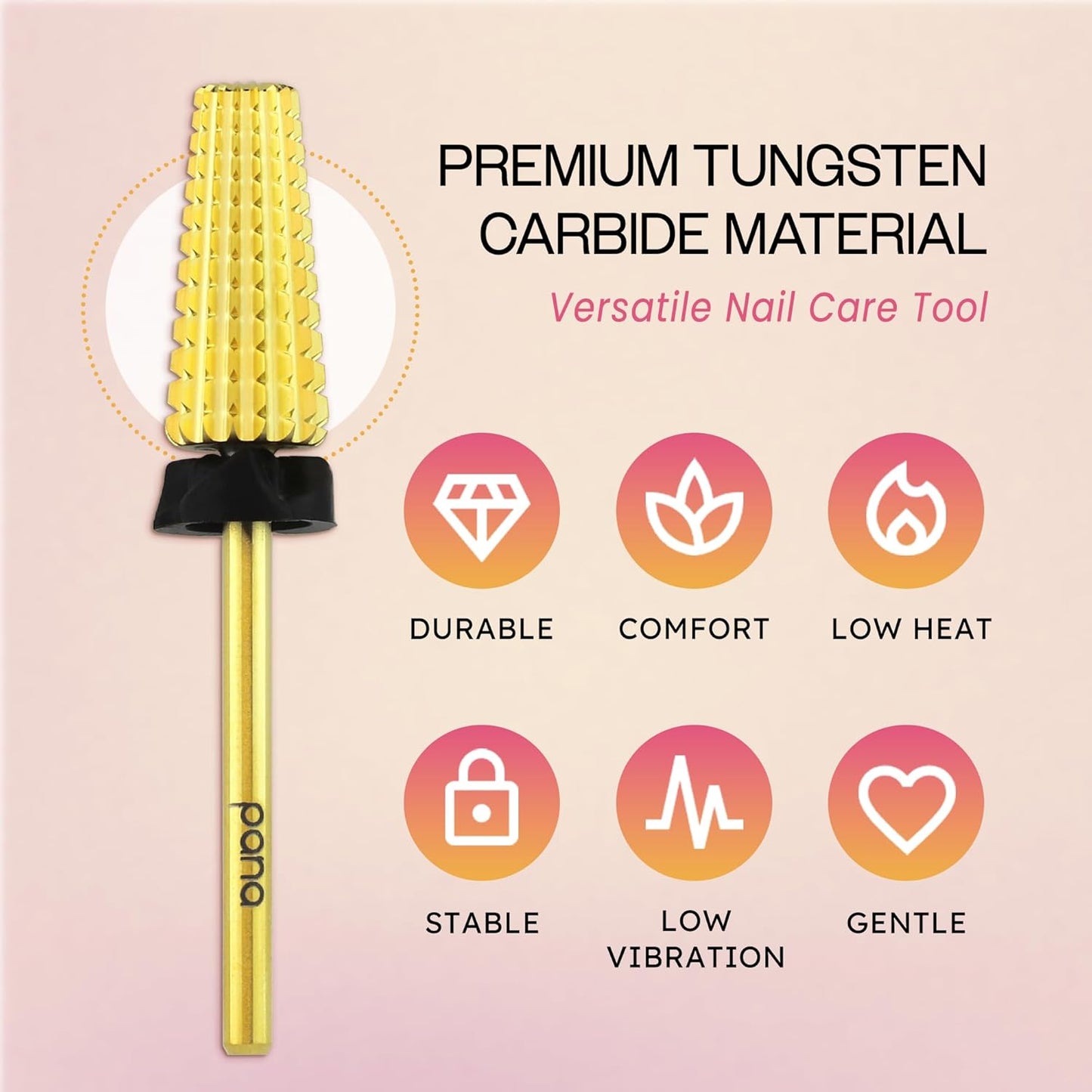 PANA 3/32" Shank 5-in-1 Nail Carbide Bit - (Triple Coarse - Extra Coarse Grit, Gold) - Two Way Rotate use for Both Left and Right Handed Fast remove Acrylic or Hard Gel Machine