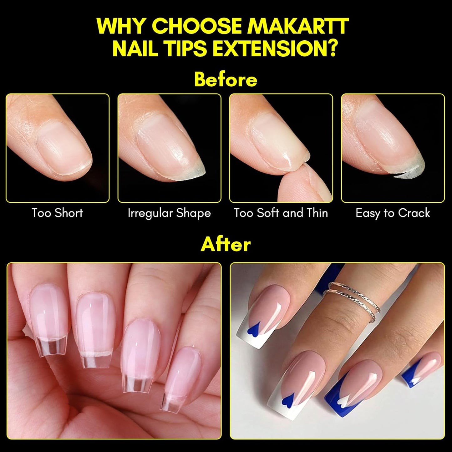 Makartt Coffin Fake Nail Tips: Medium-Short Full Cover Pre-shape Gel Nail Tips Half Matte Soft Clear Acrylic False Nails, 12 Sizes Press on Nail Extension DIY Salon Home Gifts for Women 120pcs