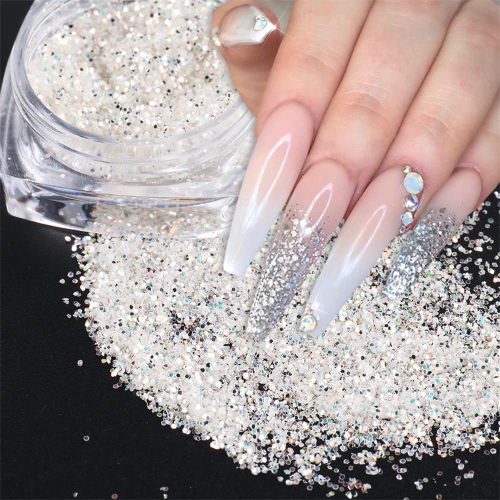 Holographic Nail Art Sequins Glitter Kits 12 Boxes 3D Nails Glitter Metallic Shining Flakes Acrylic Powder Dust Sequins for Nails Decoration Holographic Manicure Tips (Vintage Color-2set)