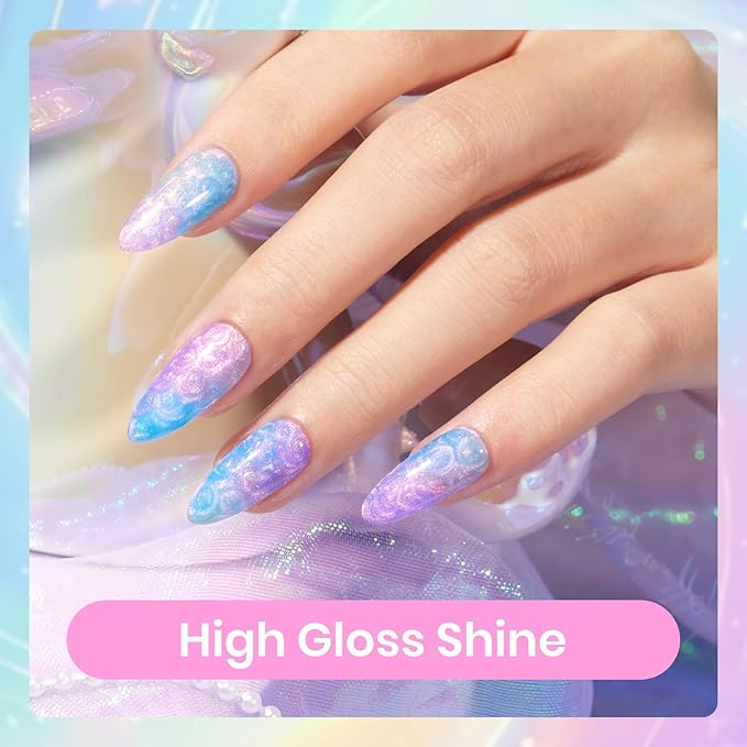 Beetles Pearl Gel Polish, 6 Colors Shimmer Glitter Nail Polish Pink Purple Orange Mermaid Nail Drawing Nail Gel Dreamy Carousel Soak Off Uv Swirl Shell Thread Effect DIY Manicure Gift for Women