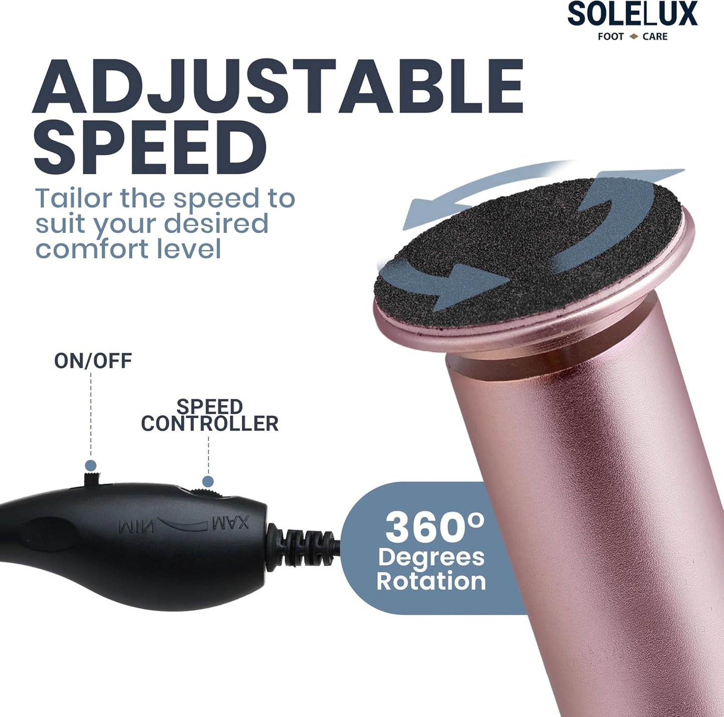 Upgraded 2025 Electric Foot File – Callus Remover for Women & Men with Adjustable Speed, 60 Sanding Pads & Dead Skin Exfoliation – at-Home Pedicure Tool for Dry, Cracked Feet (Pink)
