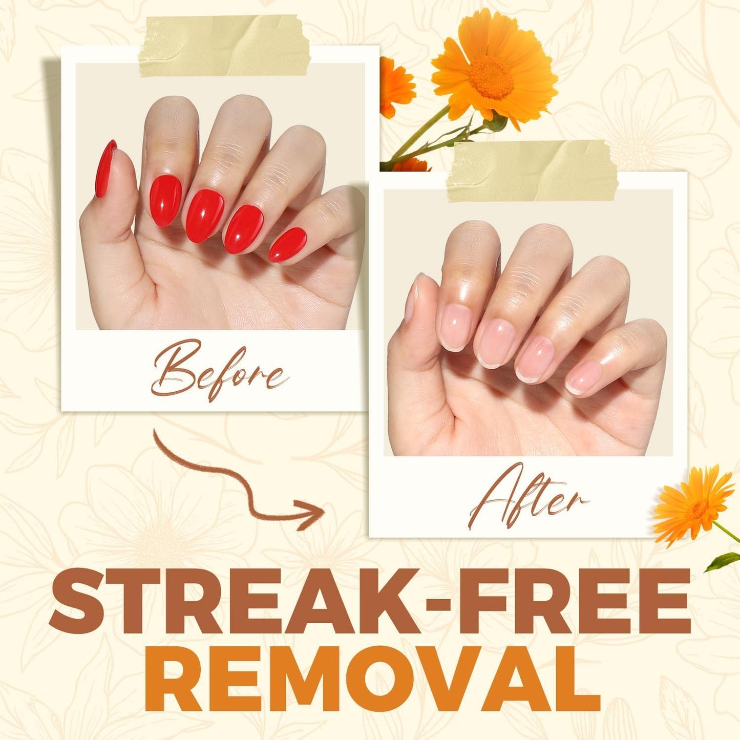 UNA GELLA Acetone Nail Polish Remover, Soak Off Gel Nails Polish Remover With Easy Use Cap, Healthy Formula Works For Nail Glue 8 Fl Oz, Calendula Scent