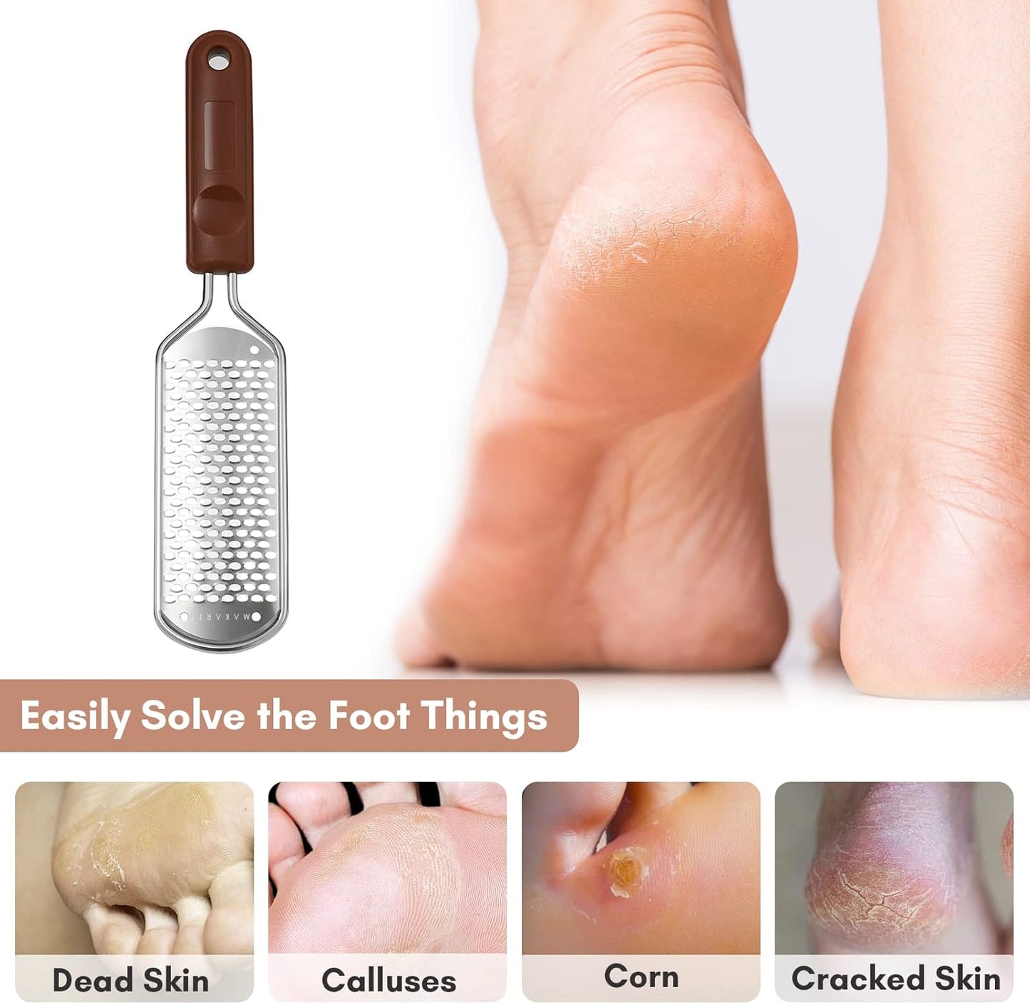 Makartt Foot File: Colossal Foot Scrubber Metal Foot Spa Pedicure Tools Callus Remover for Feet Dead Skin Care Removers Scraper Professional Rasp Callus Shaver Removal
