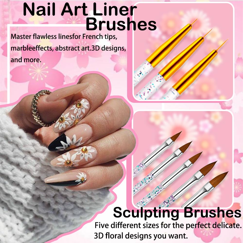 Nail Art Tools 30Pcs Set,Nail Art Pens Brush Resin Nail Art Palette,Nail Dotting Tools, Striping Nail Art Brushes for Long Lines,Nail Drawing Pen Dotting Pen Tools Nail Art Kit for Nail Art DIY