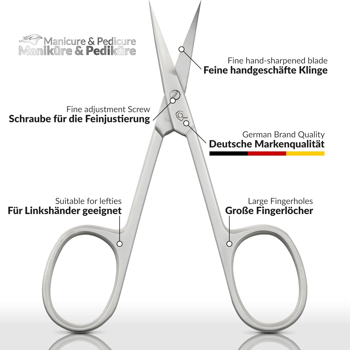 marQus Curved Cuticle Scissors – Precision Stainless Steel for Manicure & Pedicure, Eyebrow & Eyelash Grooming, Extra Sharp with Premium Storage Case
