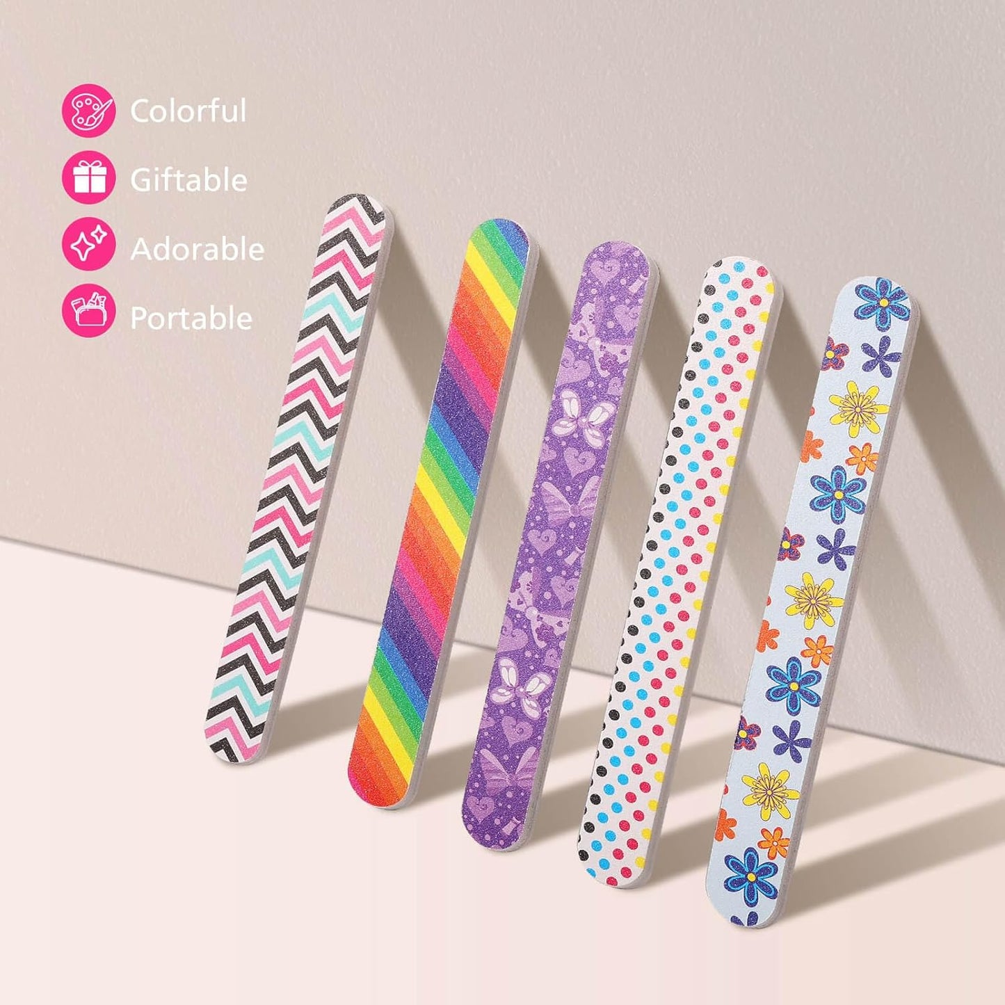 Professional Nail File, Colorful Double Sided120/180 Grit Emery Boards, Manicure Pedicure Tool and Nail Buffering Files, 10 Pack
