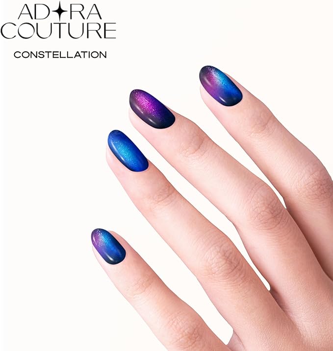 Semi Cured Gel Nail Strips with 30 Pieces - UV Gel Stickers, Manicure Kit, Easy Application Wraps Includes Prep Pads, Nail File, Wooden Stick - UV Light Required (Constellation)
