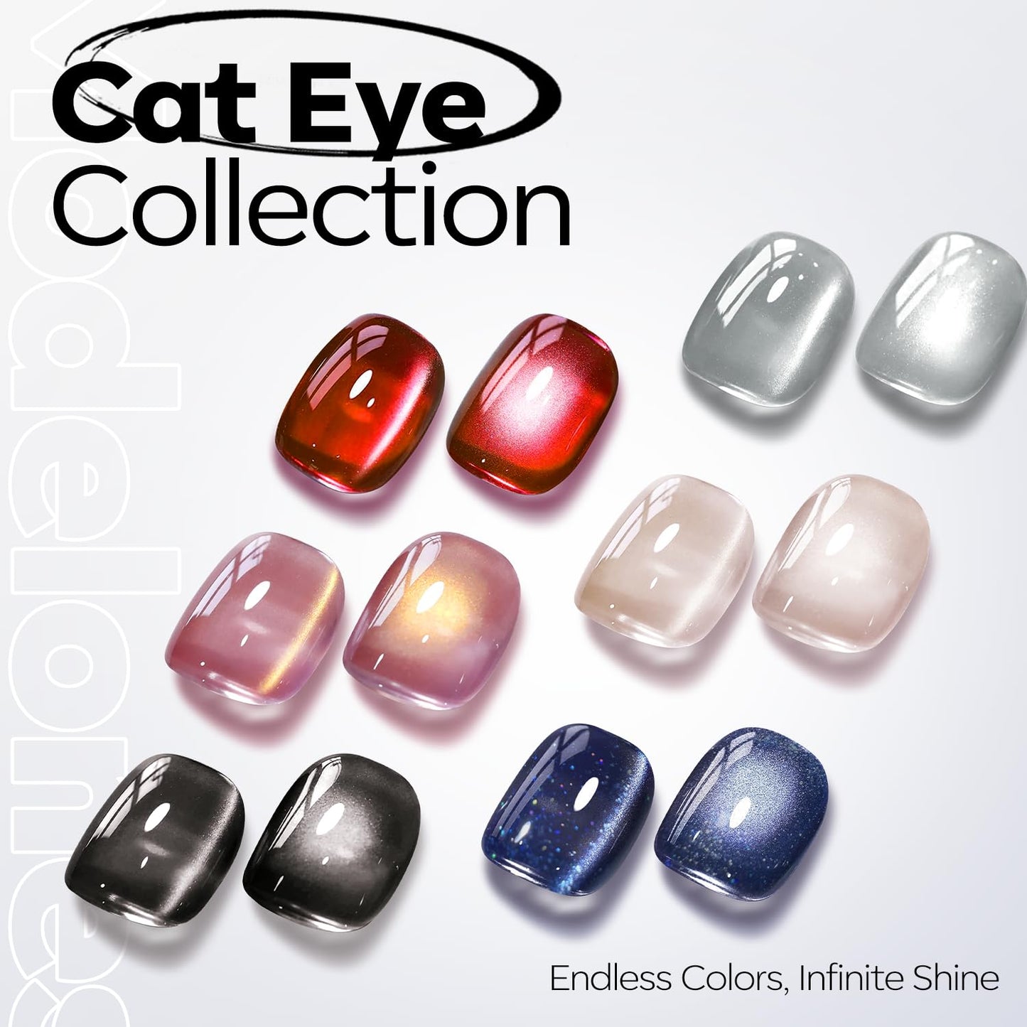 modelones Cat Eye Gel Nail Polish, Glitter Silver 9D Holographic Magnetic High Density Crystal Nail Polish with Magnet Soak Off U V White Gel Polish Top Coat Shimmer Nail Art Manicure Salon DIY
