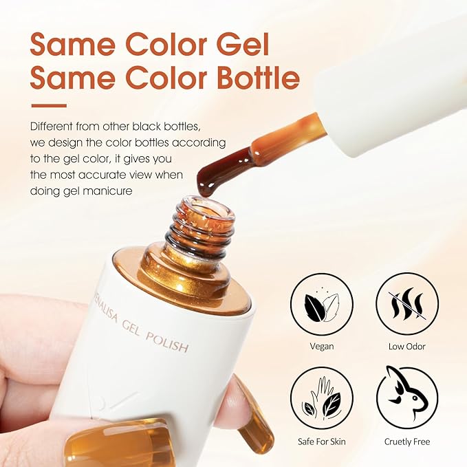 VENALISA 10 ML Jelly Gel Nail Polish Set with DIY Nail tips Kit, 5 Pcs Transparent Yellow Orange Red Brown White Gel Polish Color High Gloss Soak Off U V Nail Manicure Salon DIY