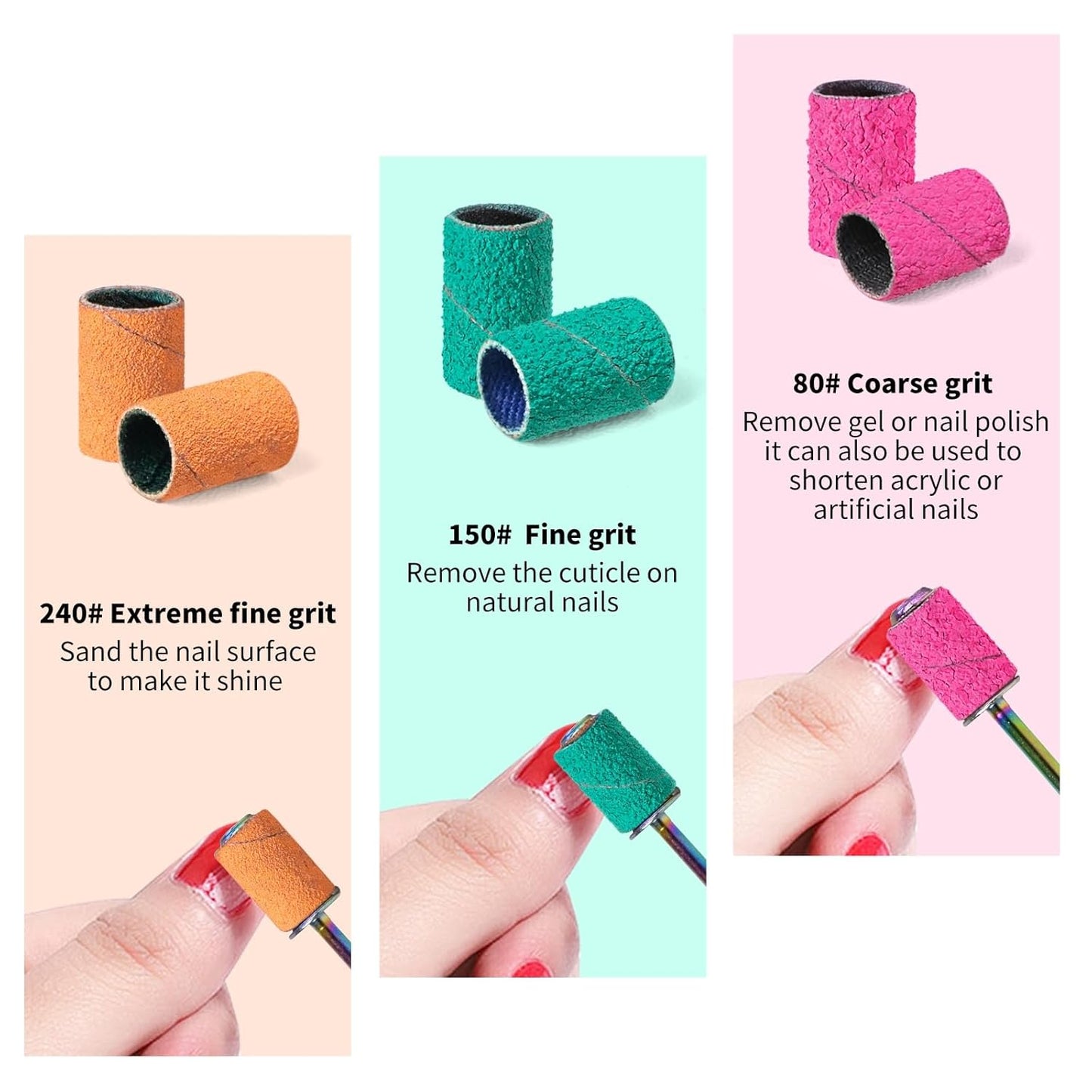 Sanding Bands for Nail Drill,KOYOPEPI Nail Drill Sanding Bits 210Pcs Color Coarse Fine Sanding Bands Mandrel Bit