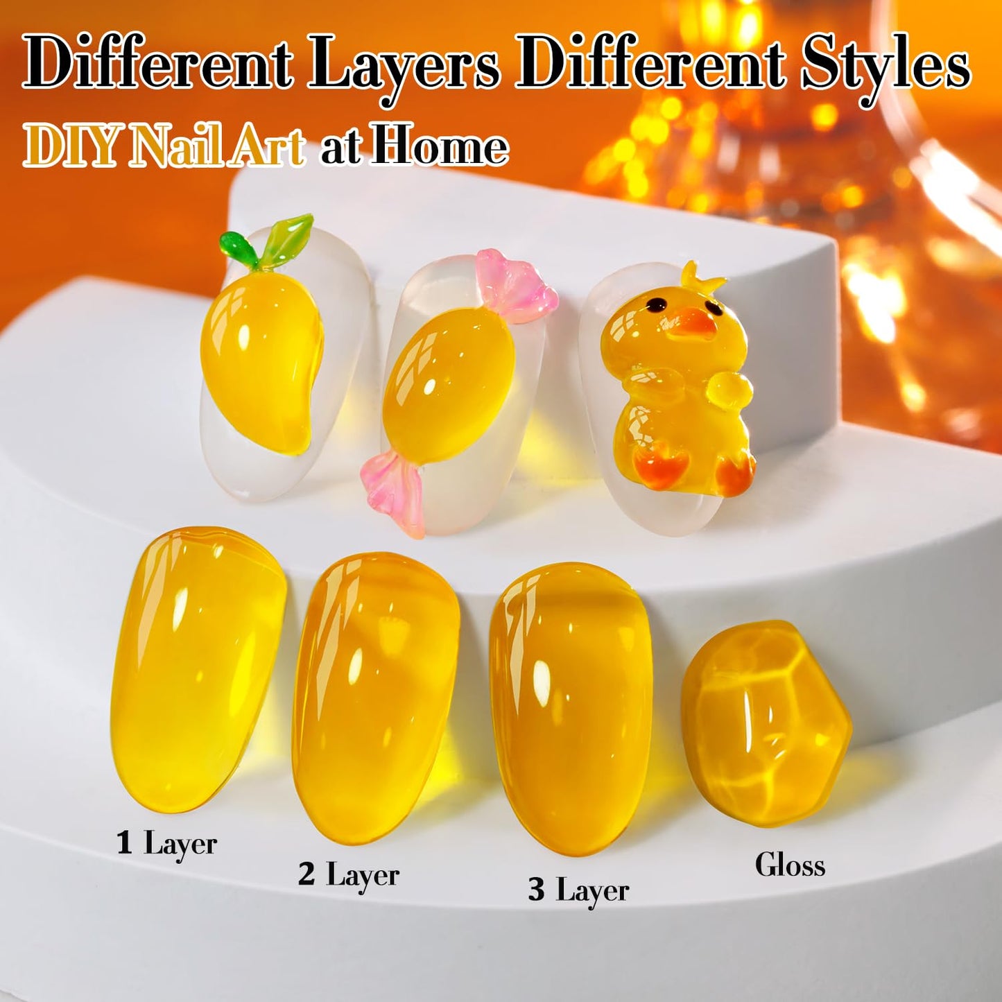 Double Rhythm 0.5 Oz Jelly Gel Polish Same Color Same Bottle Sheer Neutral Natural Light Milky Pastel 15ML Translucent Polish Art DIY at Home (Crystal Yellow-A1610)