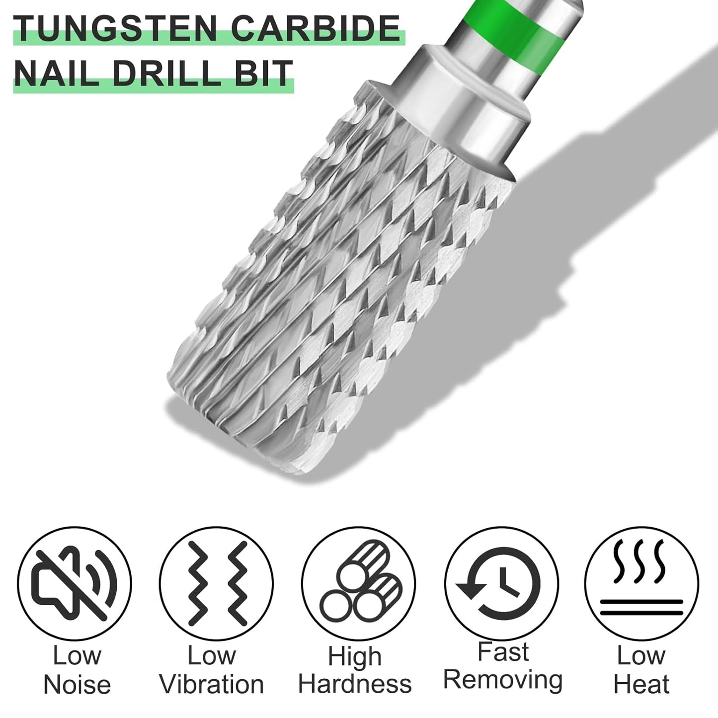Professional Electric Nail Drill Bits 3/32" Carbide Bit Cuticle Drill Bits Nail Files for Fast remove Acrylic or Hard Gel Nail Drill Bit for Manicure Pedicure(Silver, Coarse Grit)