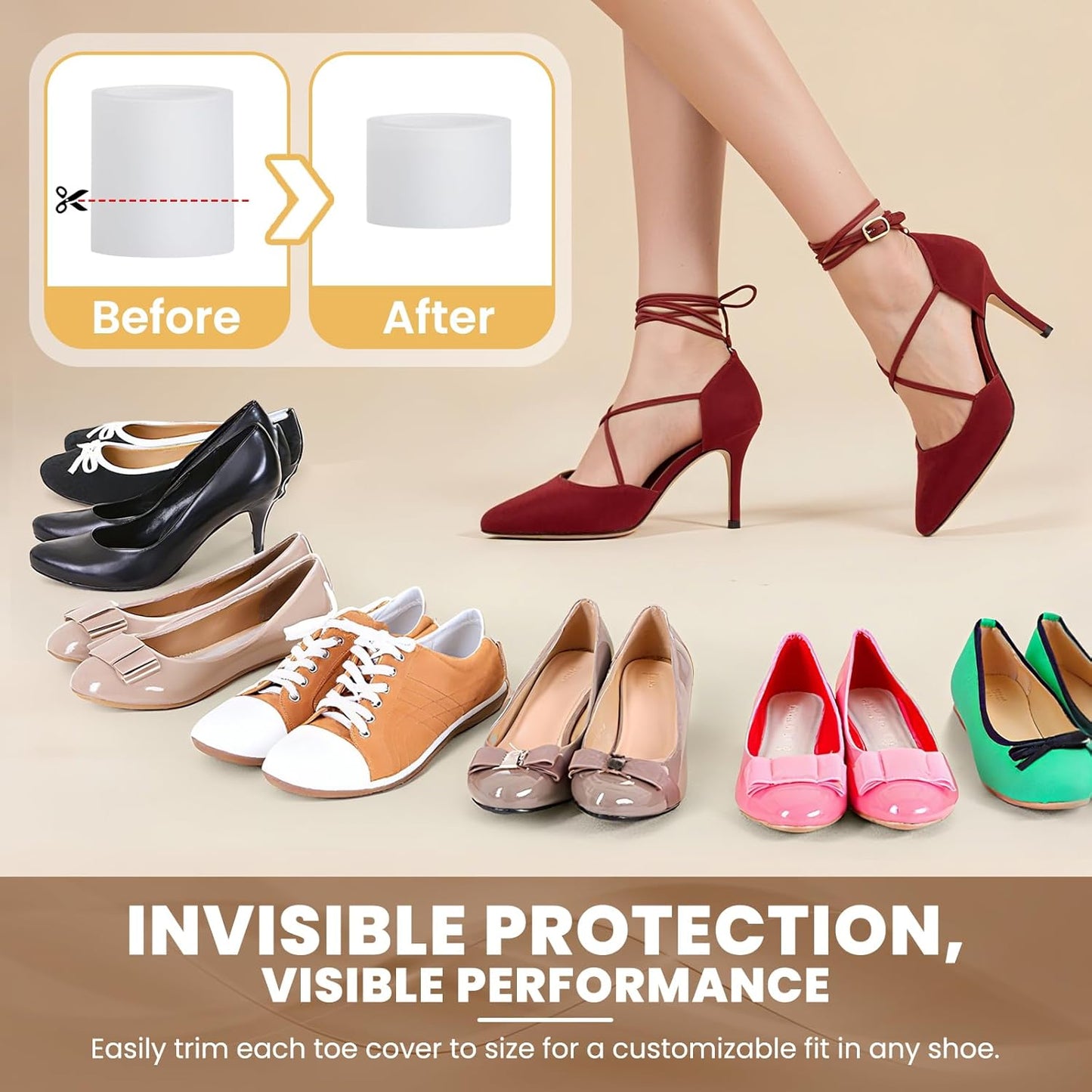 Pnrskter Silicone Toe Protectors - (12pcs for L Size) Toe Sleeve, Toe Caps for Hammer Toes, Overlapping Toes, Blisters, Calluses, Corns,Toenails Loss