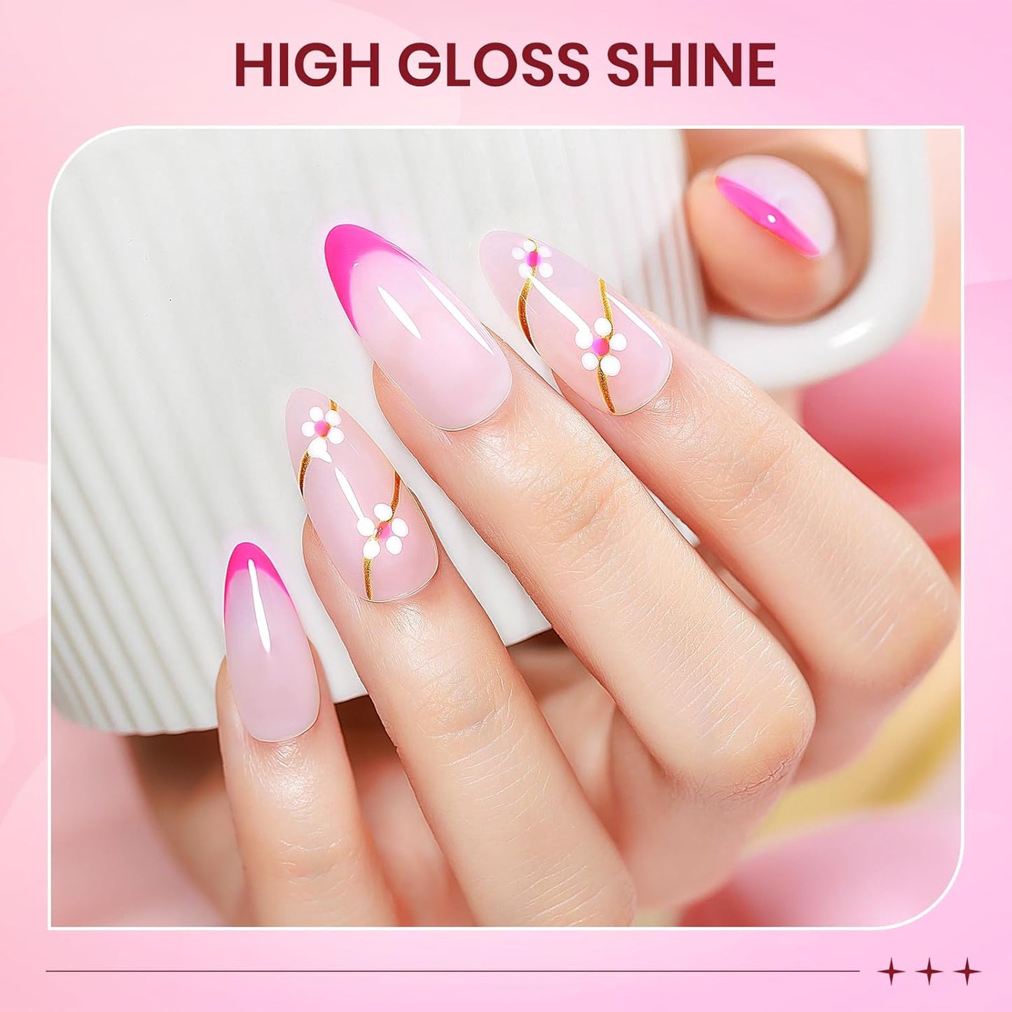 Hot Pink Nail Polish Set, Quick Dry Spring Summer Regular Nail Polish Neon Pink Glitter Fingernail Polish Natural Neutral Nail Lacquer High Glossy Nail Manicure DIY Salon Gift for Women Girl