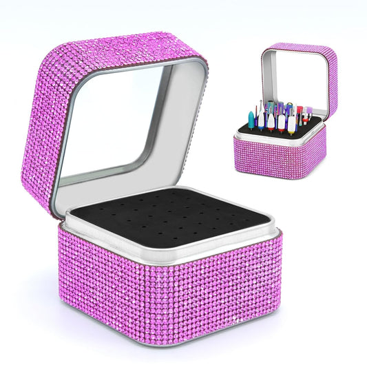 Nail Drill Bits Holder Case- 30 Holes Dustproof Rhinestone Nail Bits Box Efile Displayer Organizer Container for Manicure Tools